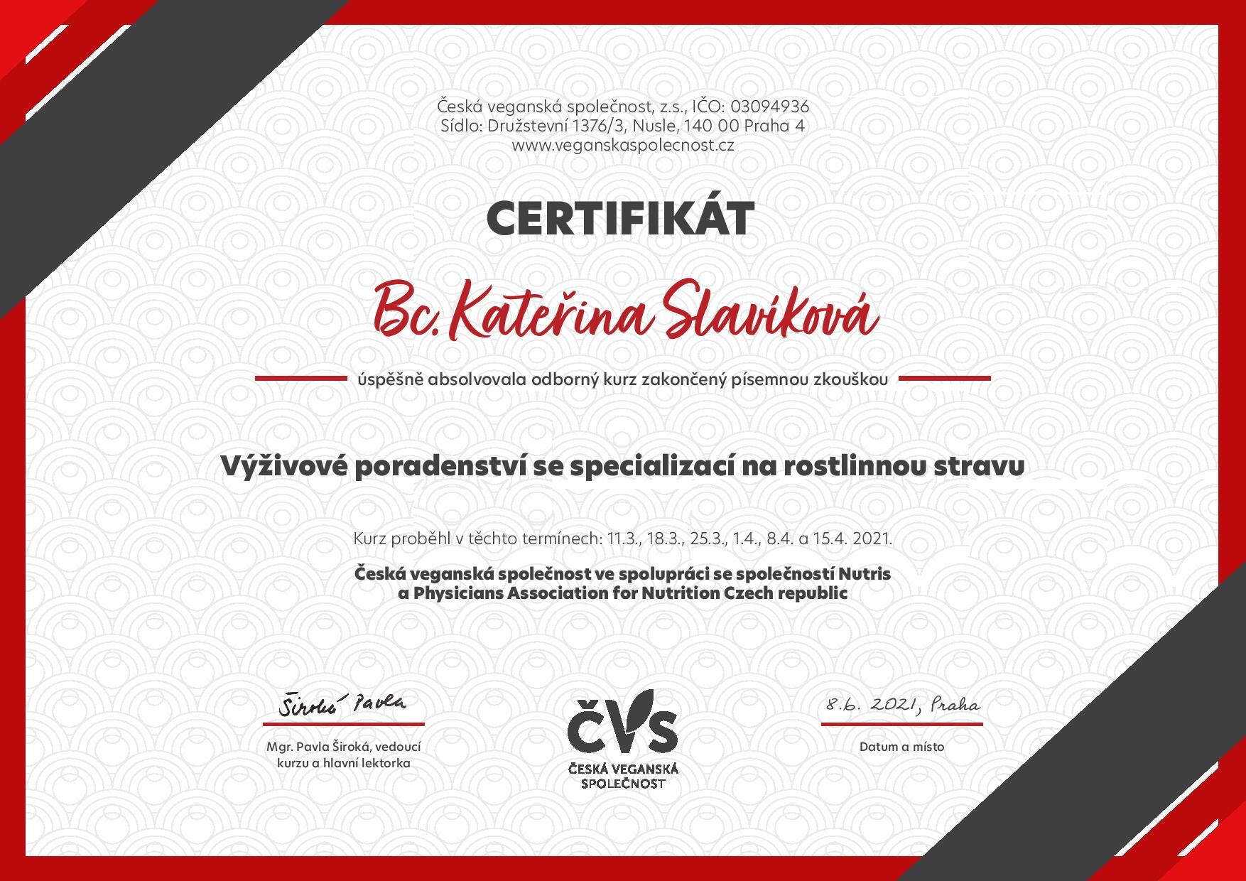 Kateřina Slavíková výživový poradce